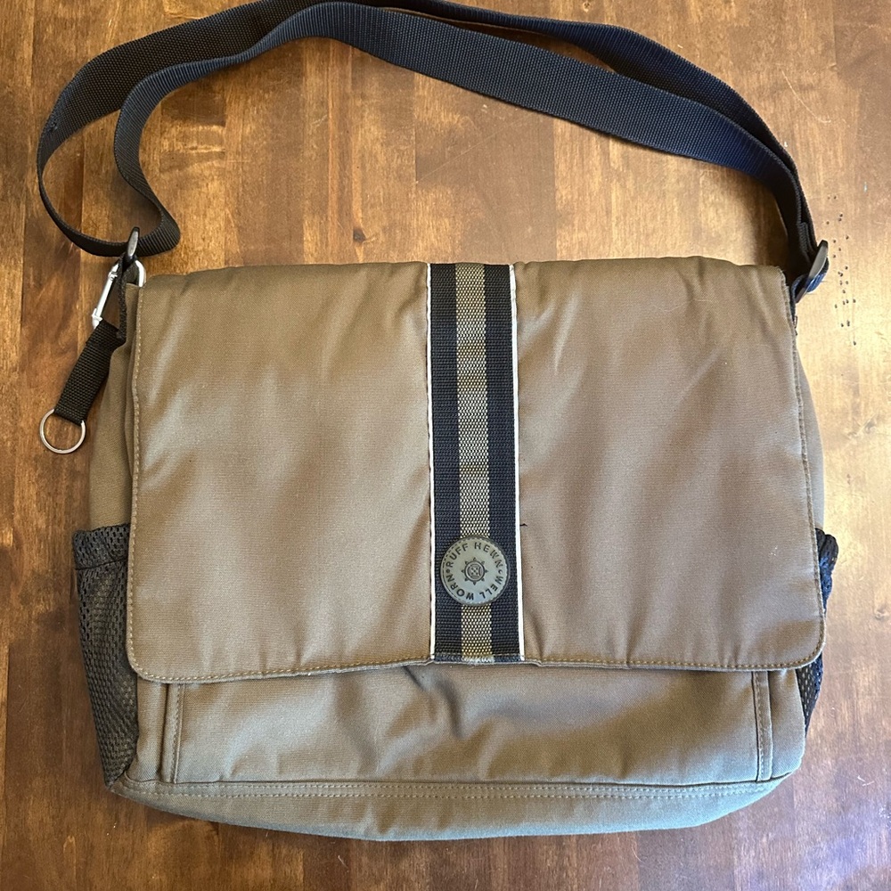 Ruff Hewn‎ Messenger Laptop Shoulder Bag Travel Army Olive Green Commuter